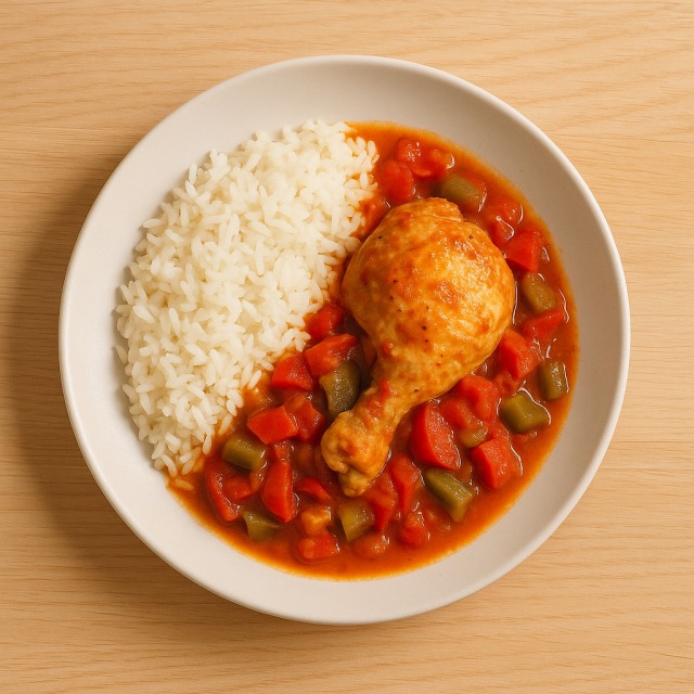 Le poulet basquaise avec riz